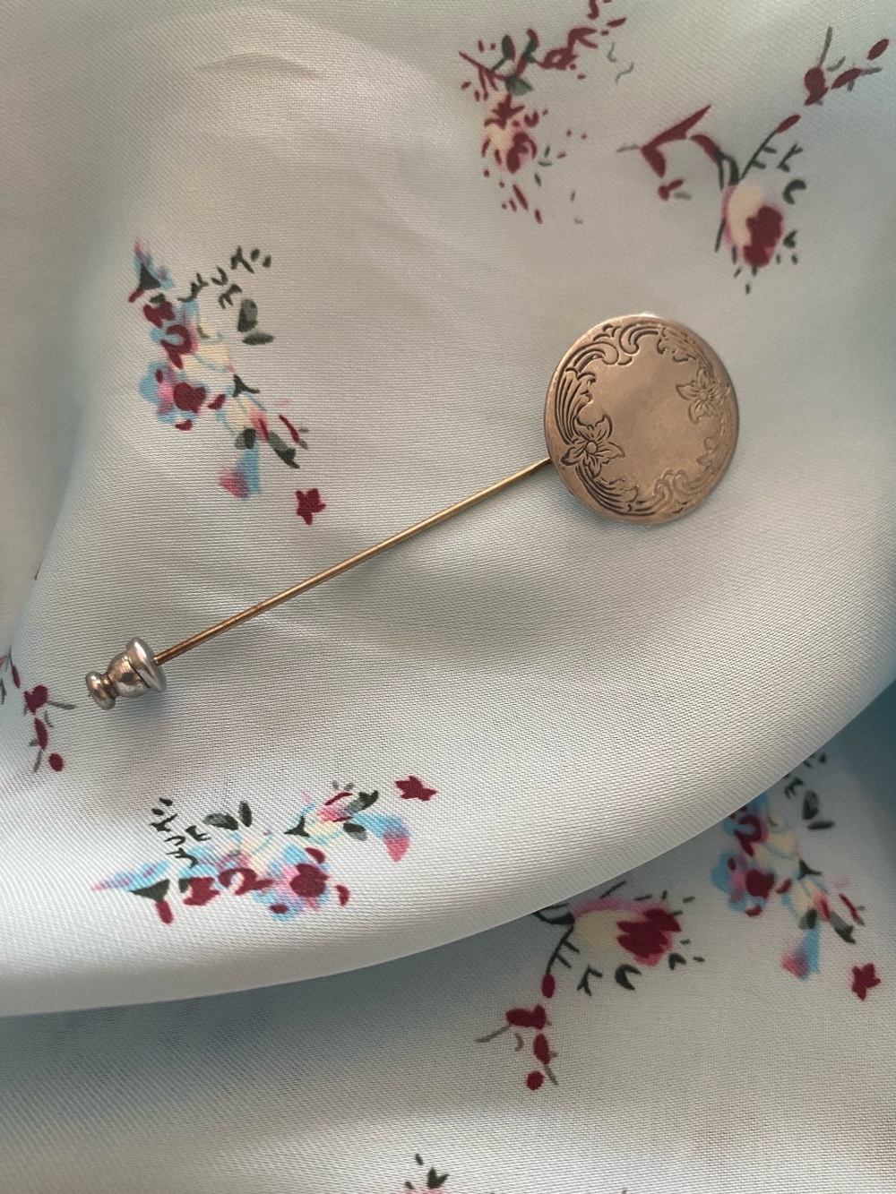 Vintage Sterling Silver Floral engraved Hat Stick Pin S. Kirk & Son 1667